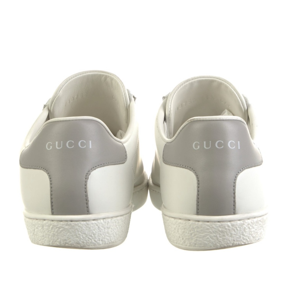 Gucci White Gray Sneakers Minimalist Designer 8.5 38.5 9 G logo tennis shoes - Picture 4 of 8